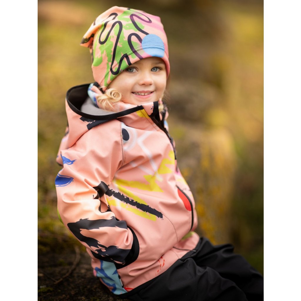Unuo Kinder-Softshelljacke mit Fleece Fantasie Aprikose