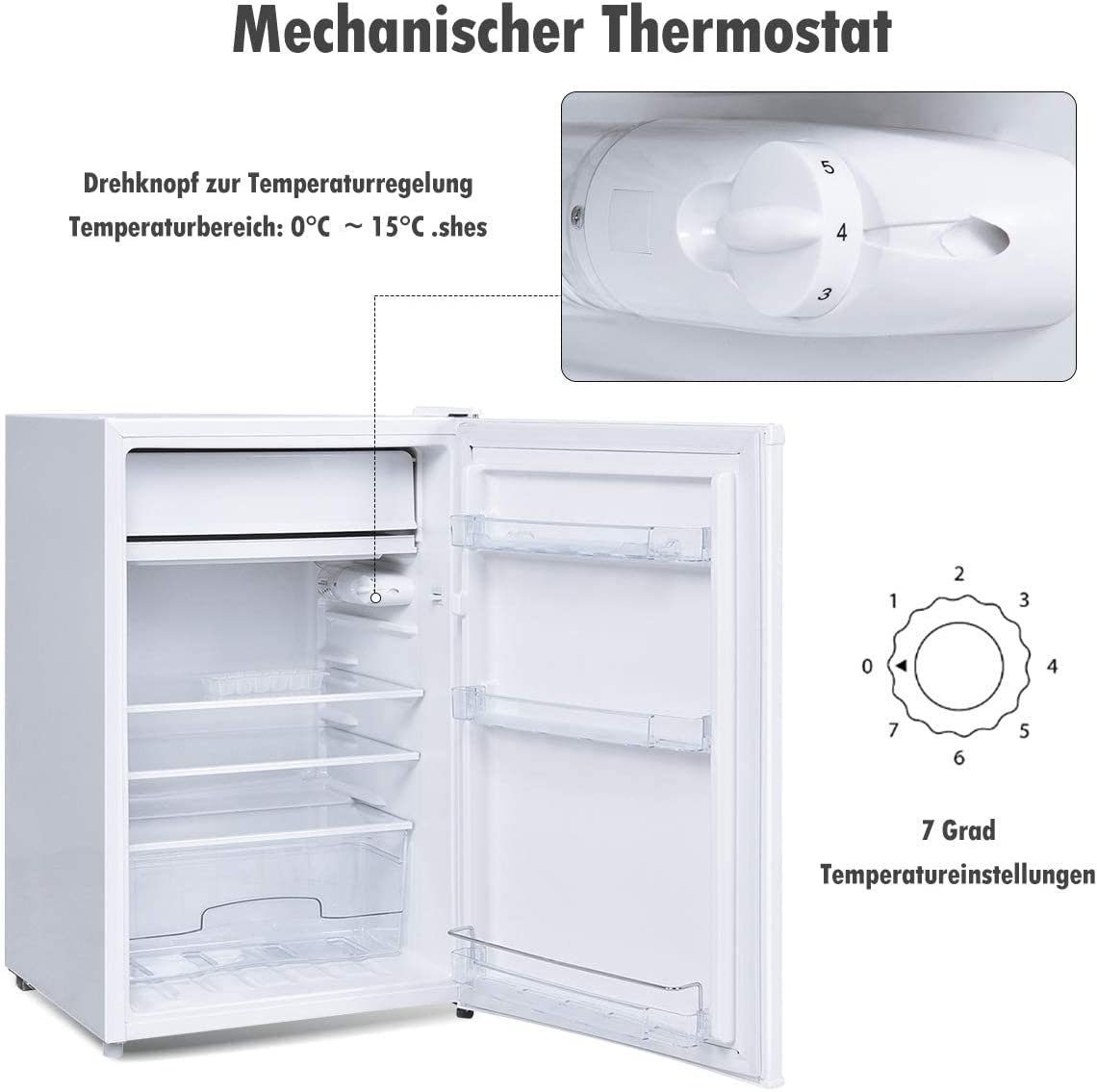 COSTWAY Kühlschrank FP10064DE/KS-123R, 84 cm hoch, 52 cm breit, 123 L
