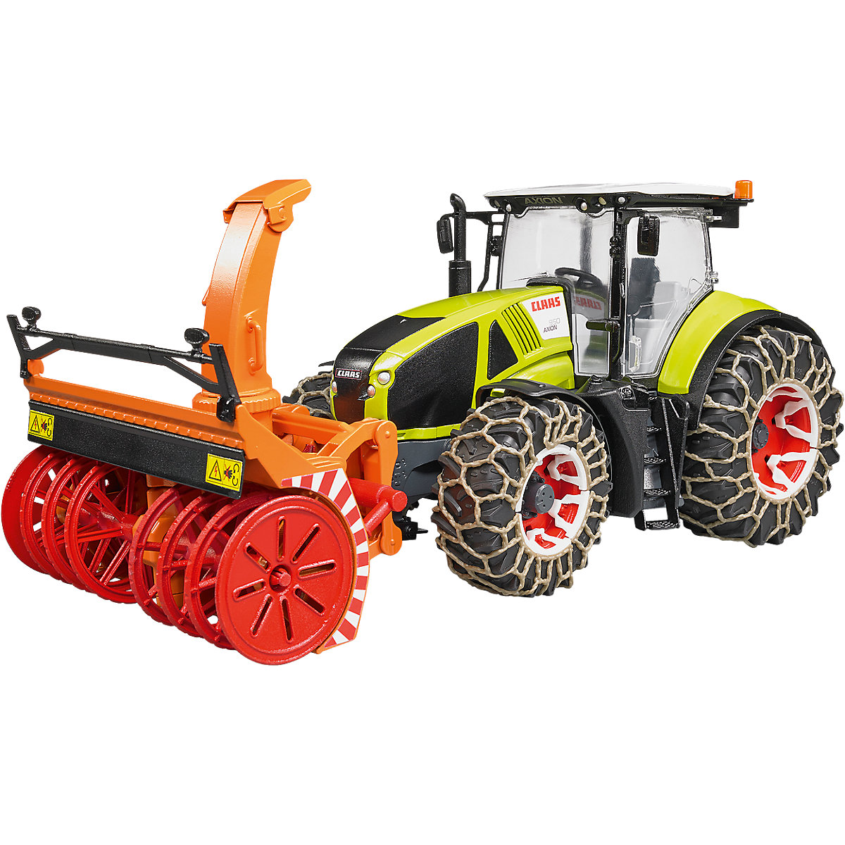Claas Axion 950 mit Schneeketten und Schneefräse 1:16