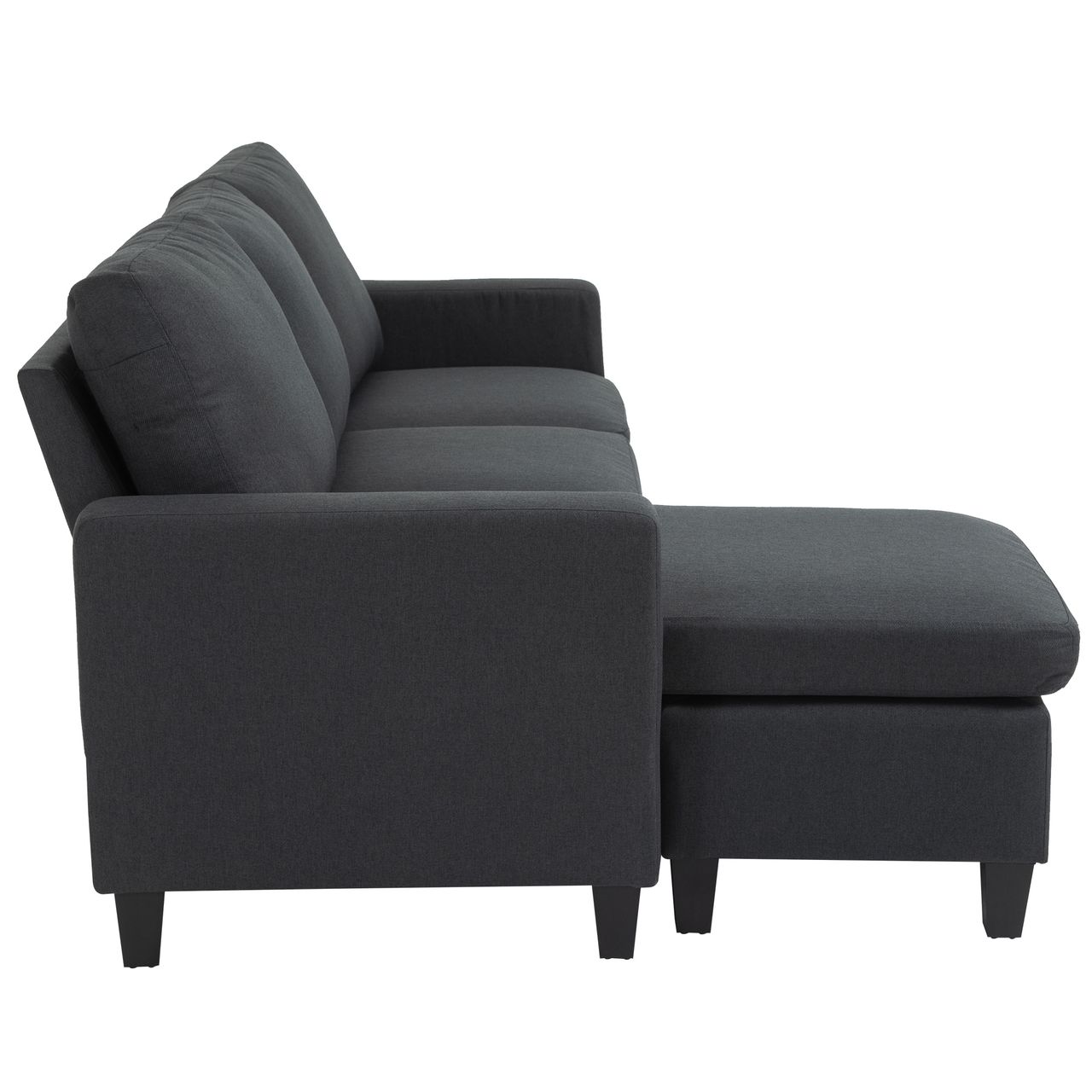 HOMCOM Ecksofa Stoffsofa Eckcouch Couchgarnitur mit wendbarer Chaiselongue L-Form Leinen Dunkelgrau 197 x 139 x 91 cm
