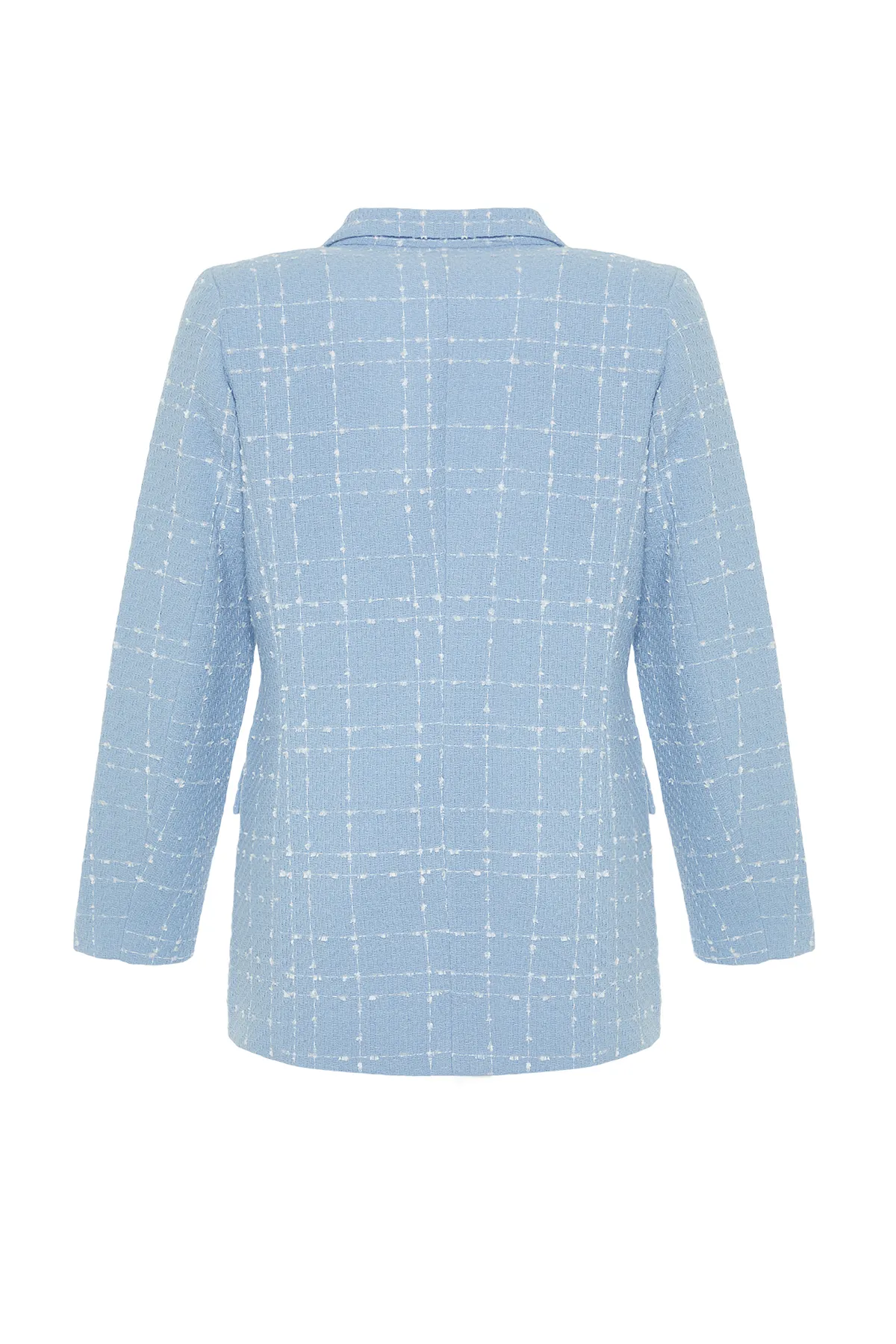 Trendyol Collection  Hellblaue, übergroße, gewebte karierte Blazerjacke TWOAW21CE0105