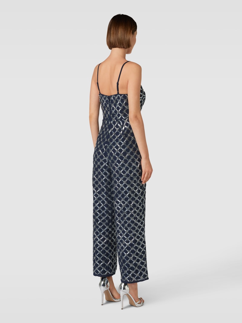 Jumpsuit mit Strasssteinbesatz in marineblau