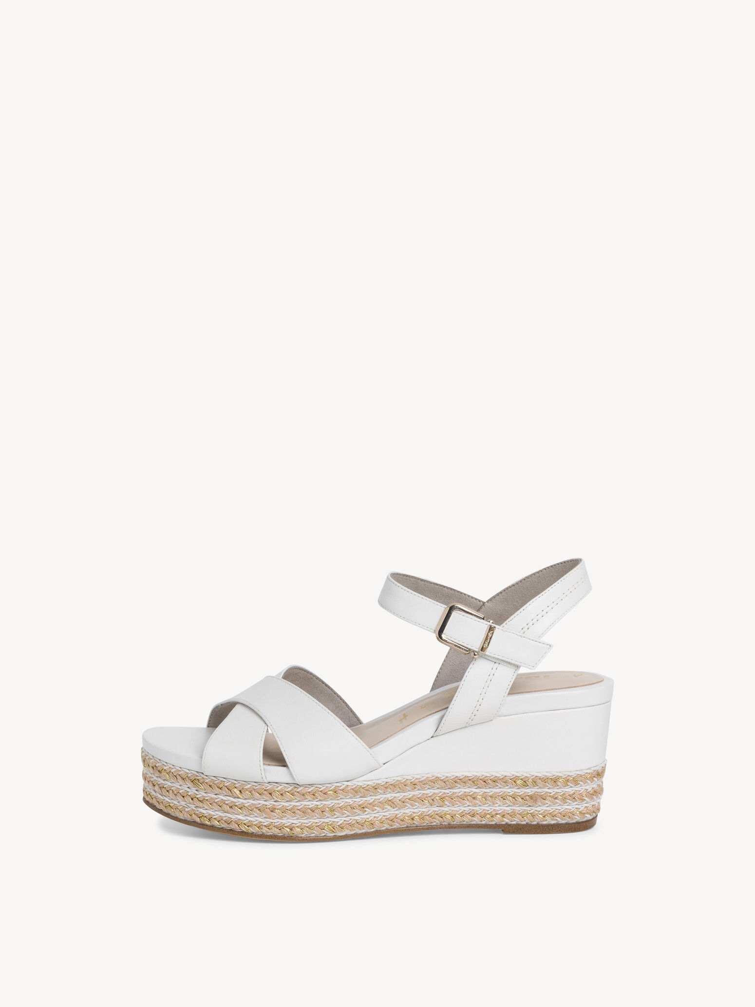 Sandale à talon en cuir - blanc