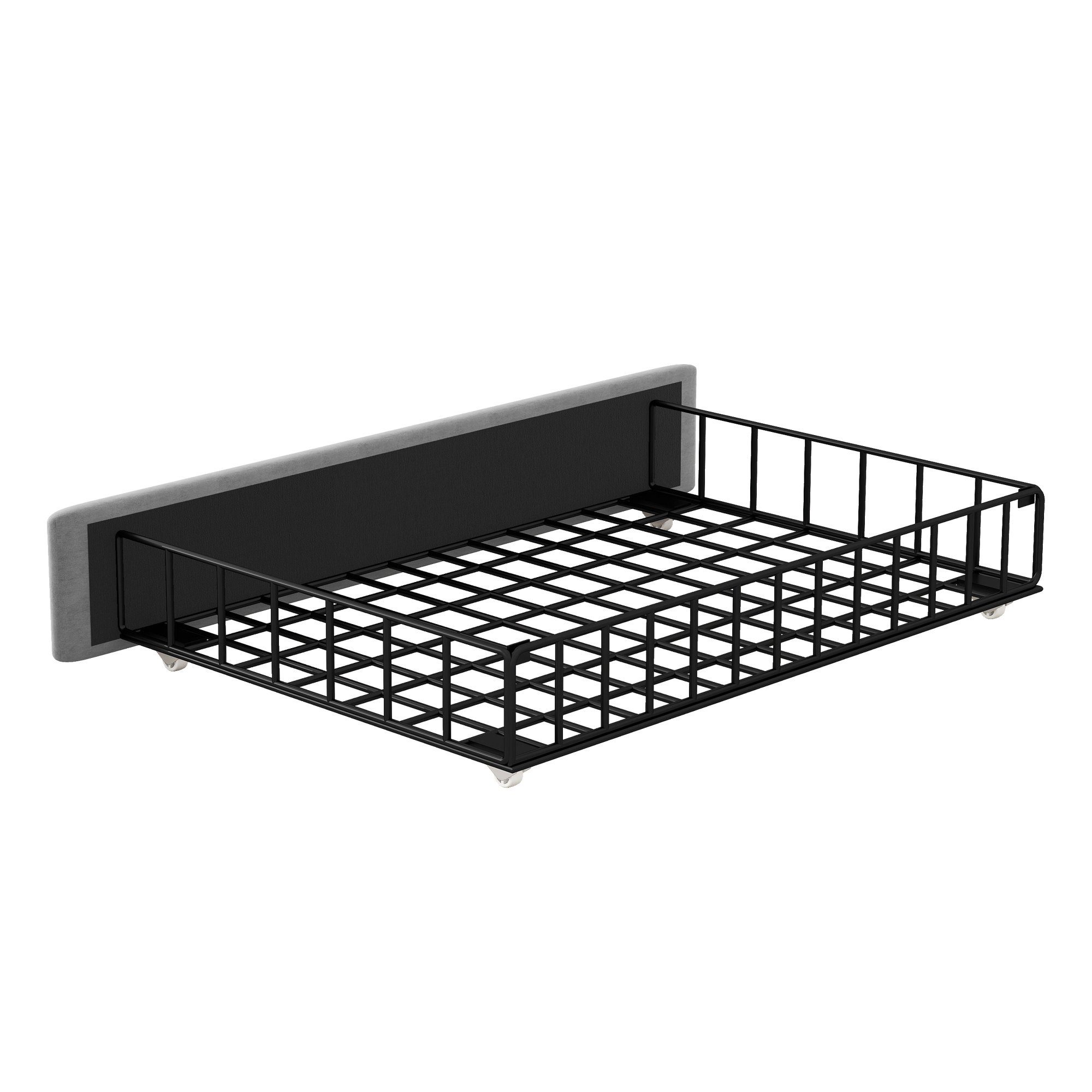 HAUSS SPLOE Polsterbett Polsterbett Funktionsbett Bettrahmen KInderbett Doppelbett (mit 4 Schubladen und LED-Lichtleiste, Jugendbett mit USB und Stereoanlage), 140*200 cm, Grau