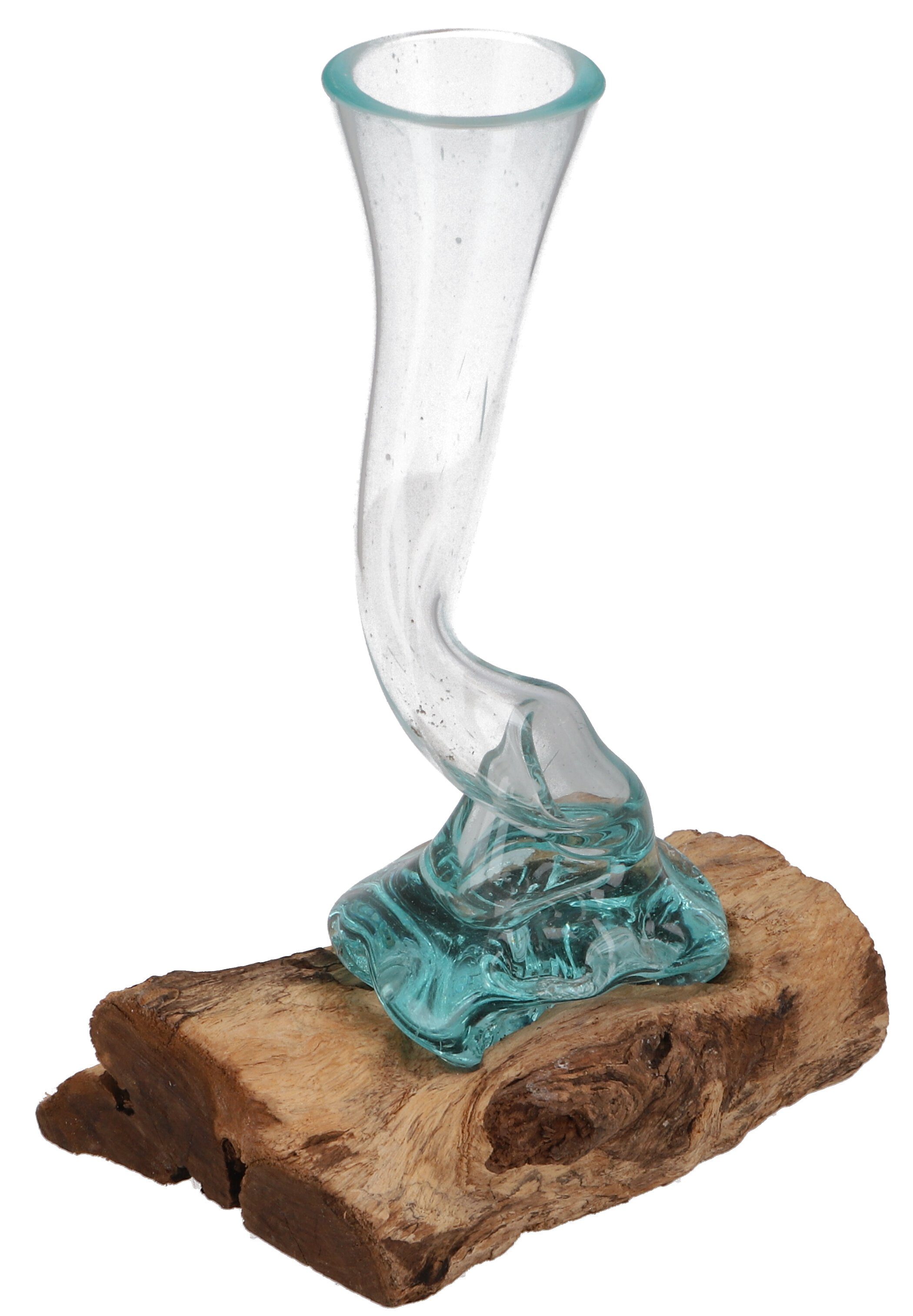 Guru-Shop Dekovase Spiralförmige Vase, Glasvase Wurzelholz - S1..