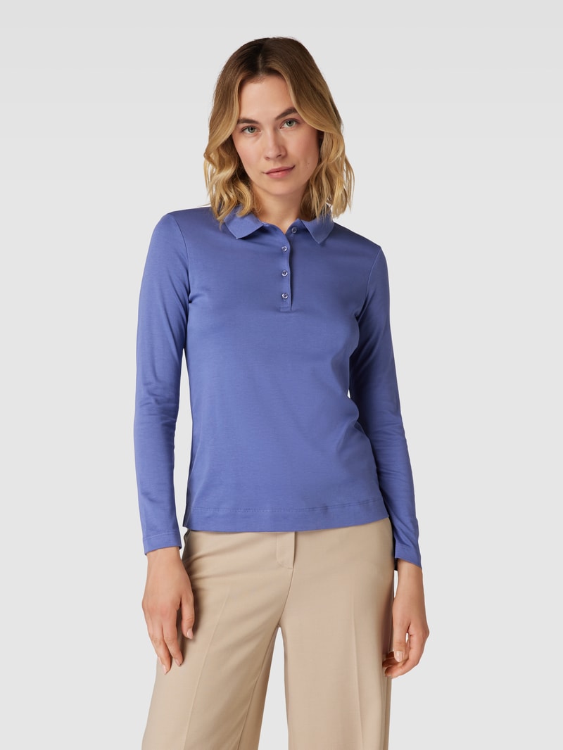 Longsleeve mit Polokragen in rauchblau