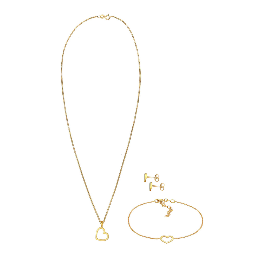 Elli Elli Ensemble de Bijoux Boucles d'oreilles cloutées pour femmes Pendentif coeur A Bijoux