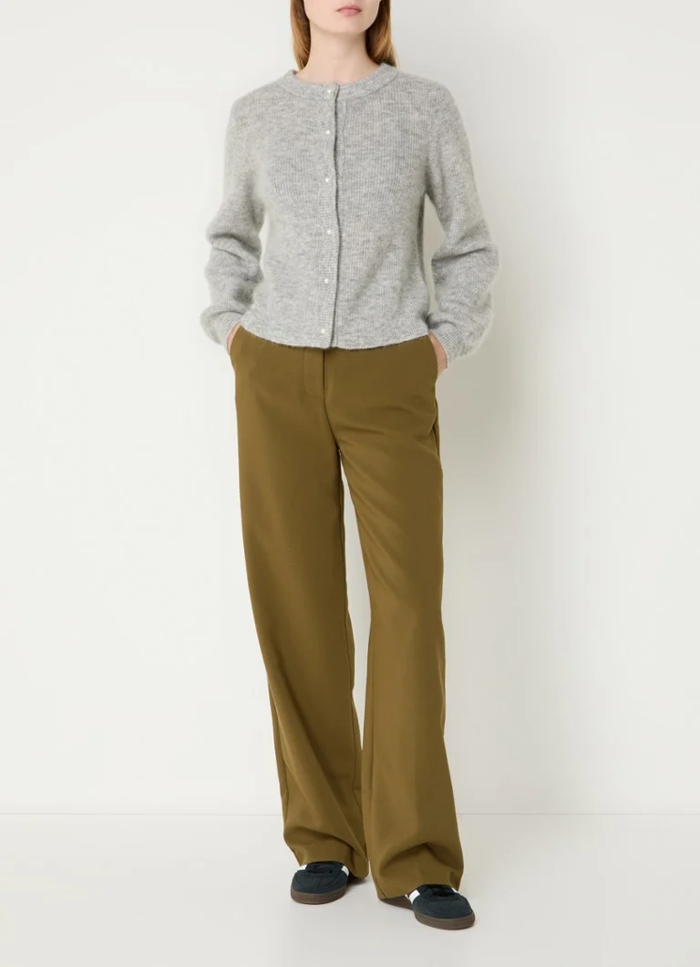 Modström Lenni fine-knit cardigan with faux pearls