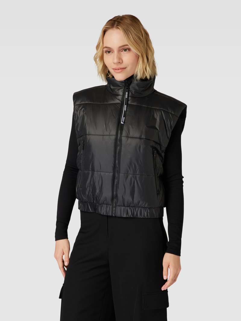 Cropped Weste mit Stehkragen Modell 'FELERE' in schwarz