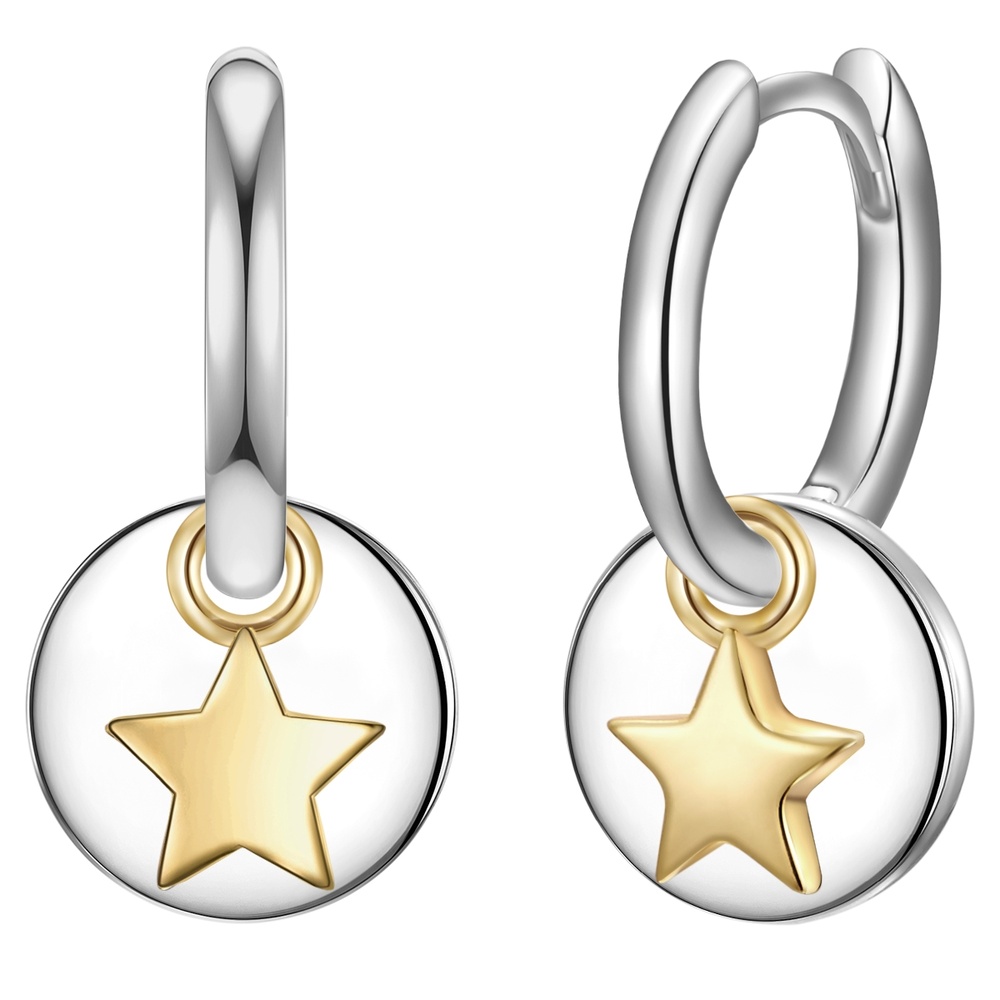 Glanzstücke München Créoles en argent Cercle/étoile Argent sterling en Argent Boucles d'oreilles