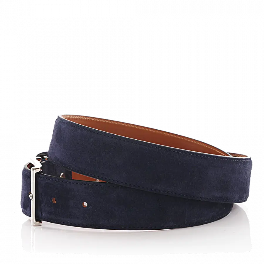 Santoni - Herrengürtel Veloursleder - blau