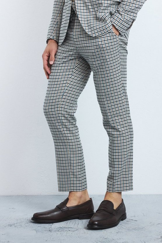 Kurze karierte Skinny Anzughose