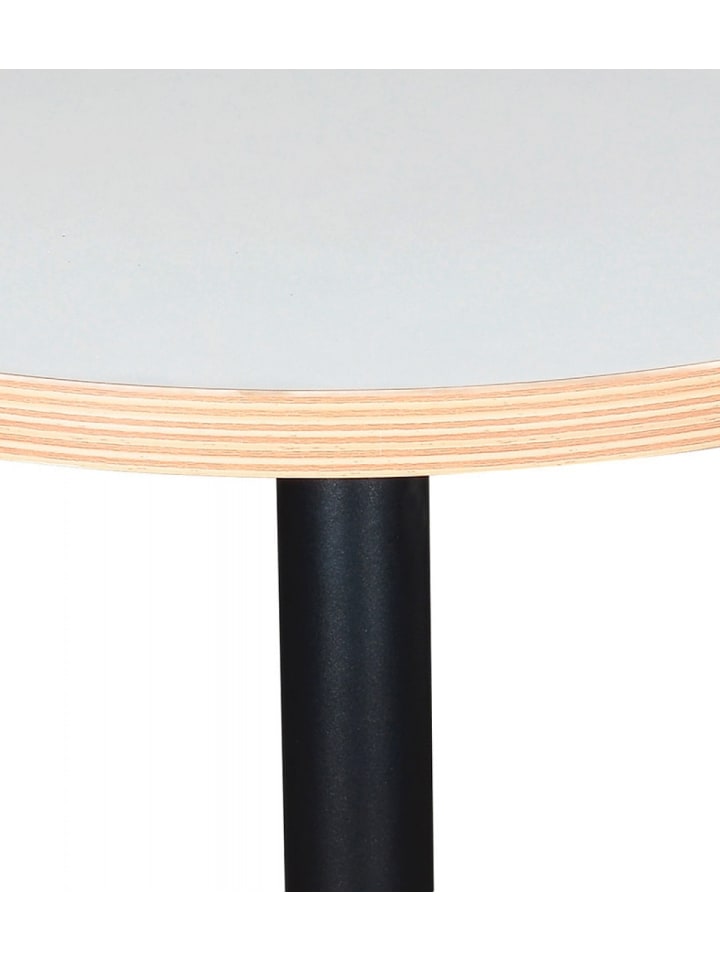 KADIMA DESIGN Runder Esstisch Melaminholz Metall | Modern Industrieller Stil in Weiß-Schwarz günstig kaufen onesize