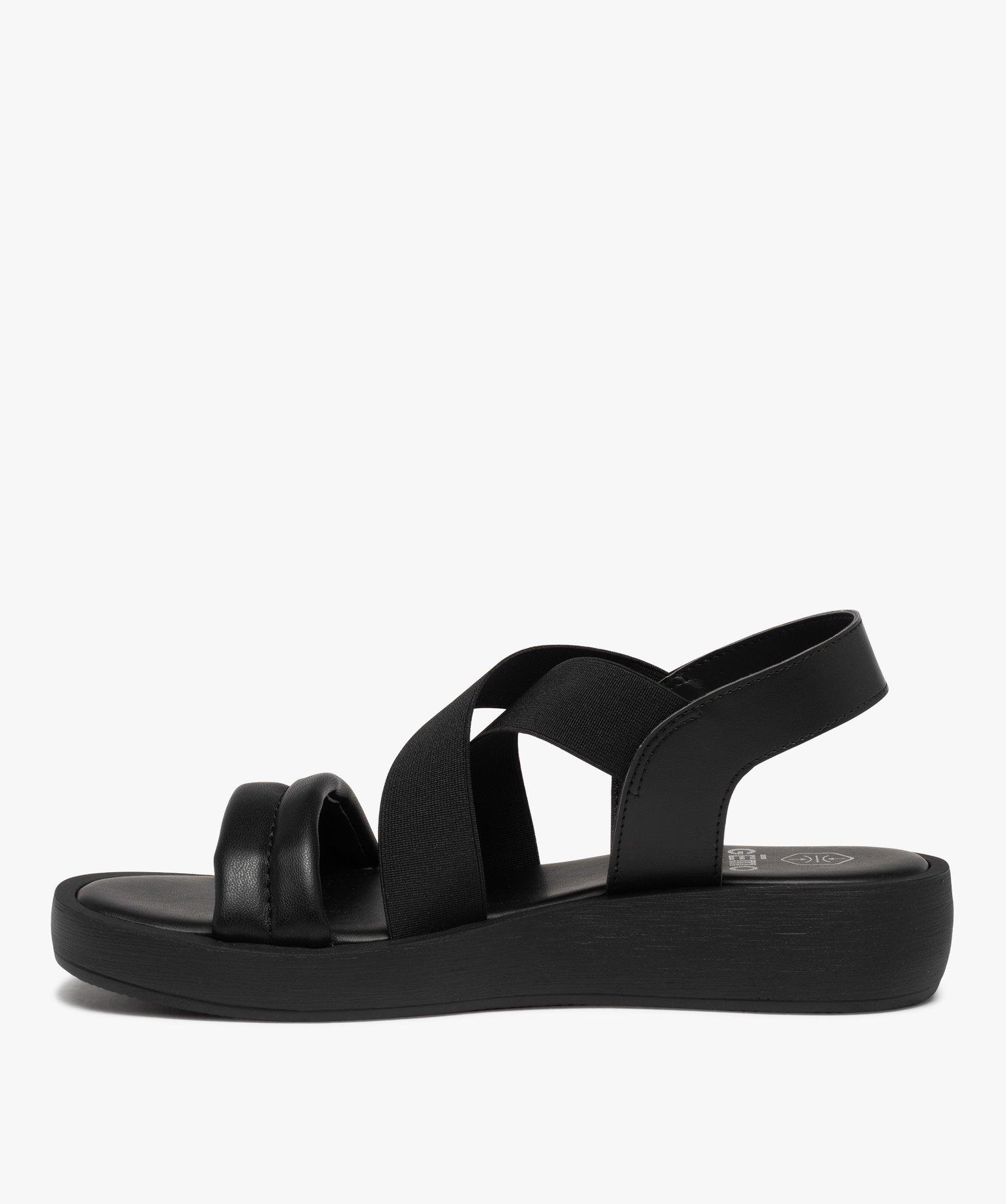 Sandales femme unies à brides élastiquées noir | GEMO