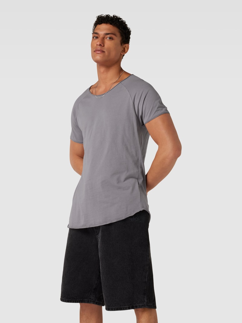 T-Shirt mit Rundhalsausschnitt in mittelgrau