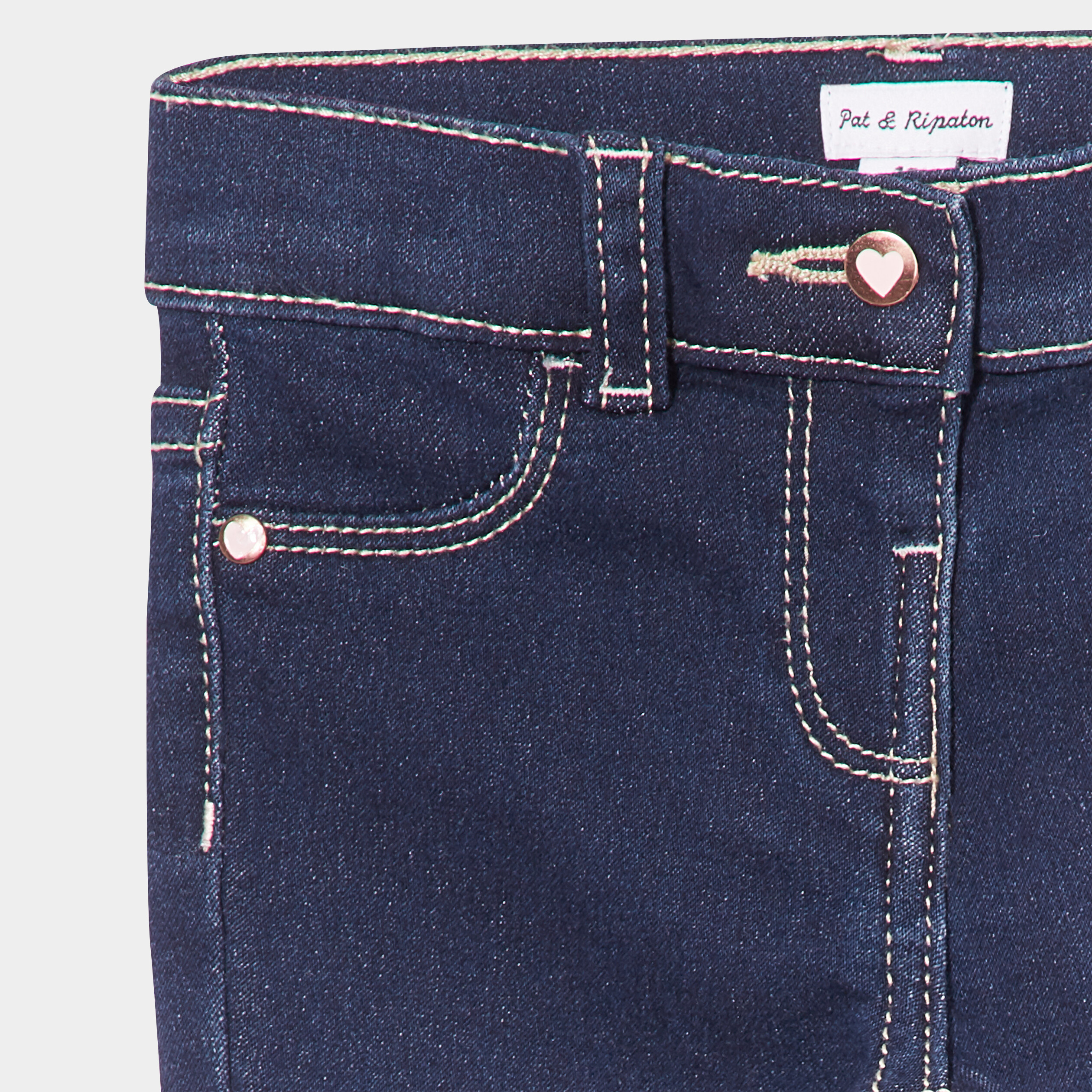 Jean slim ajusté 4 poches denim brut bébé fille | La Halle