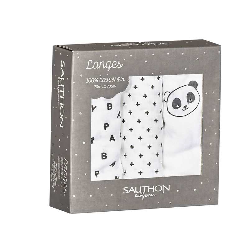 Lot de 3 langes coton bio Chao chao
