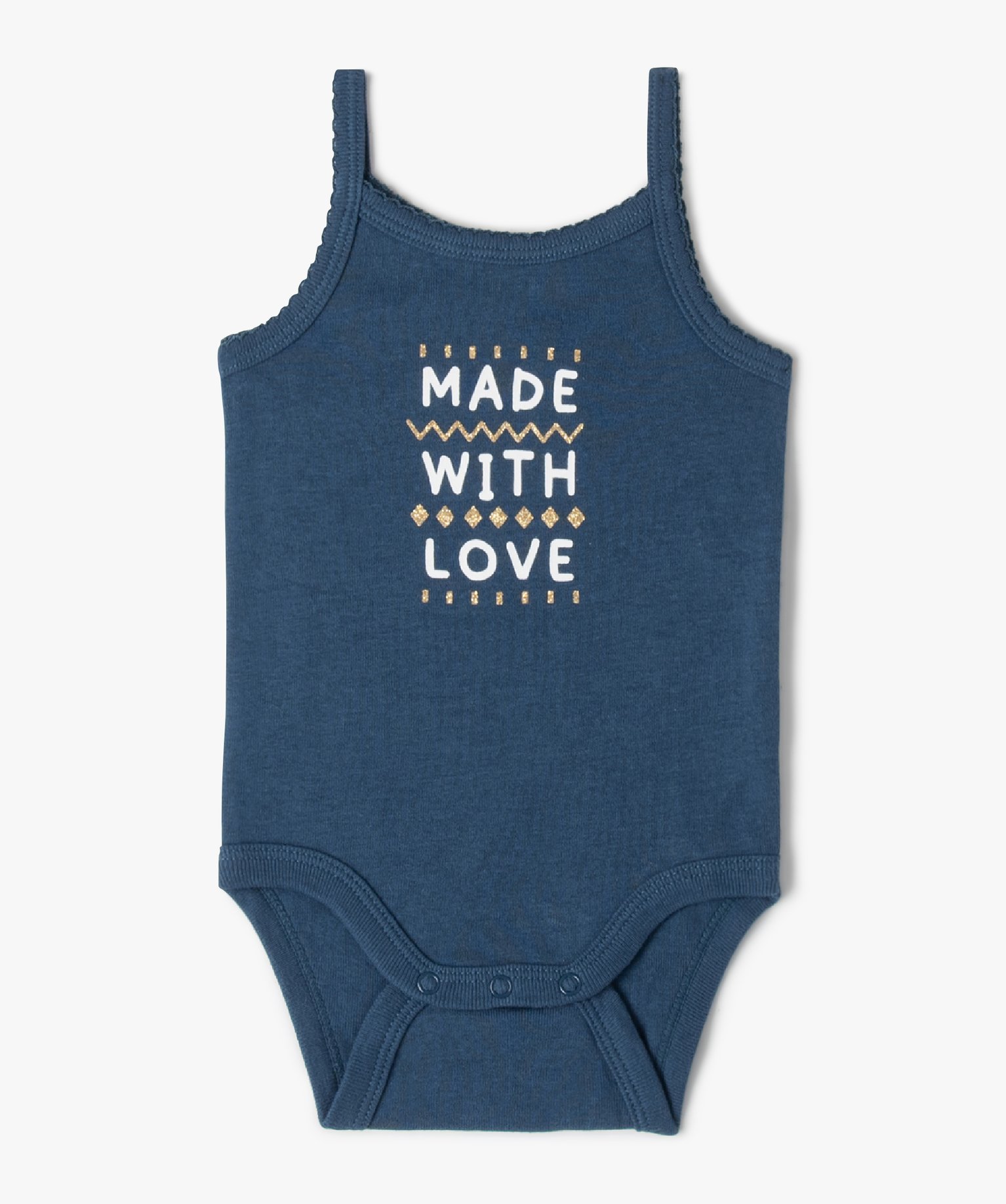 Body bébé à bretelles et motifs 100% coton biologique (lo... marine | GEMO