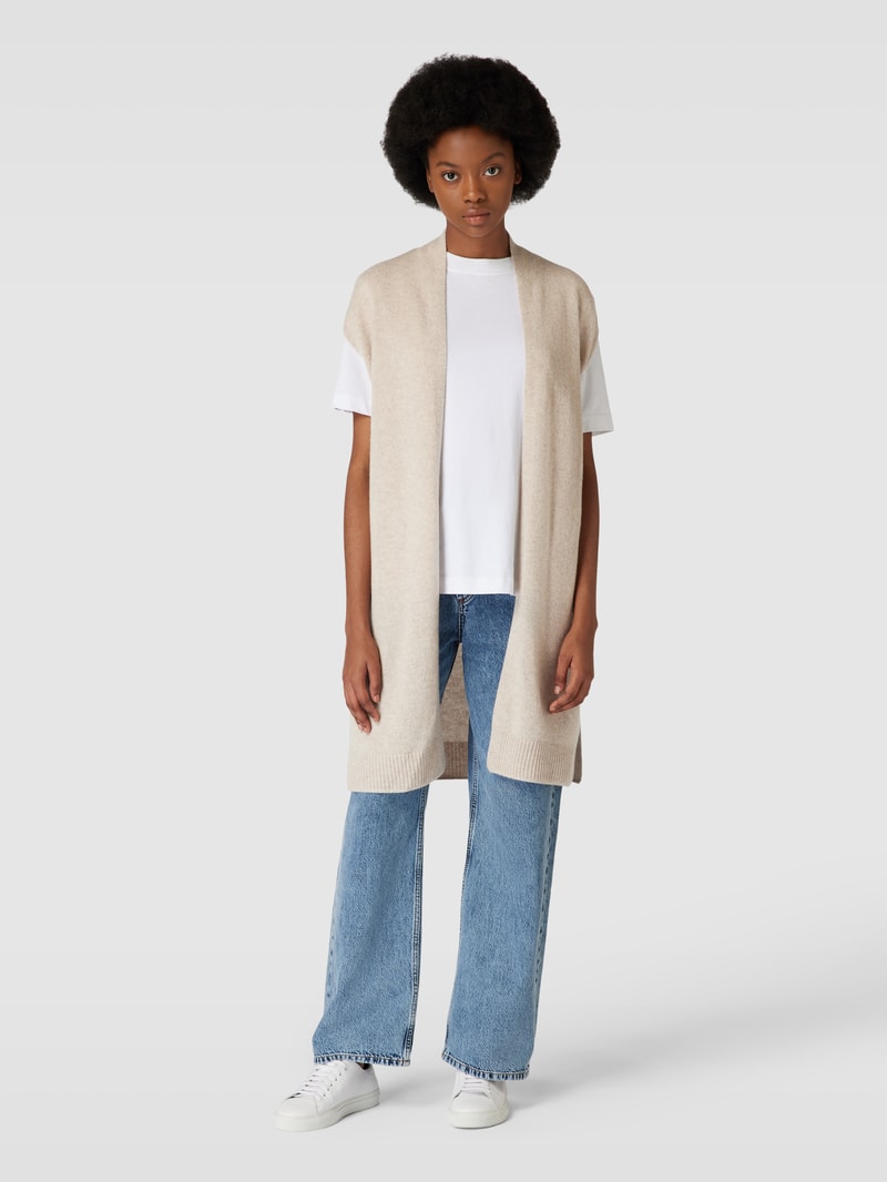 Strickjacke mit offener Front in beige meliert