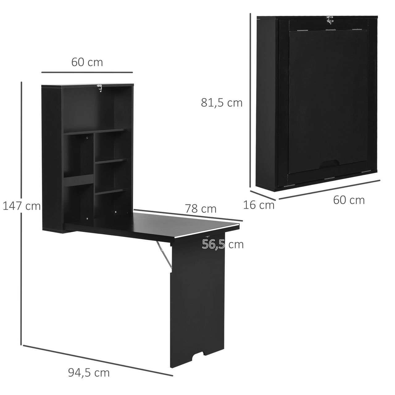 HOMCOM Wandtisch Klappbar Wandklapptisch Klappschreibtisch Computertisch