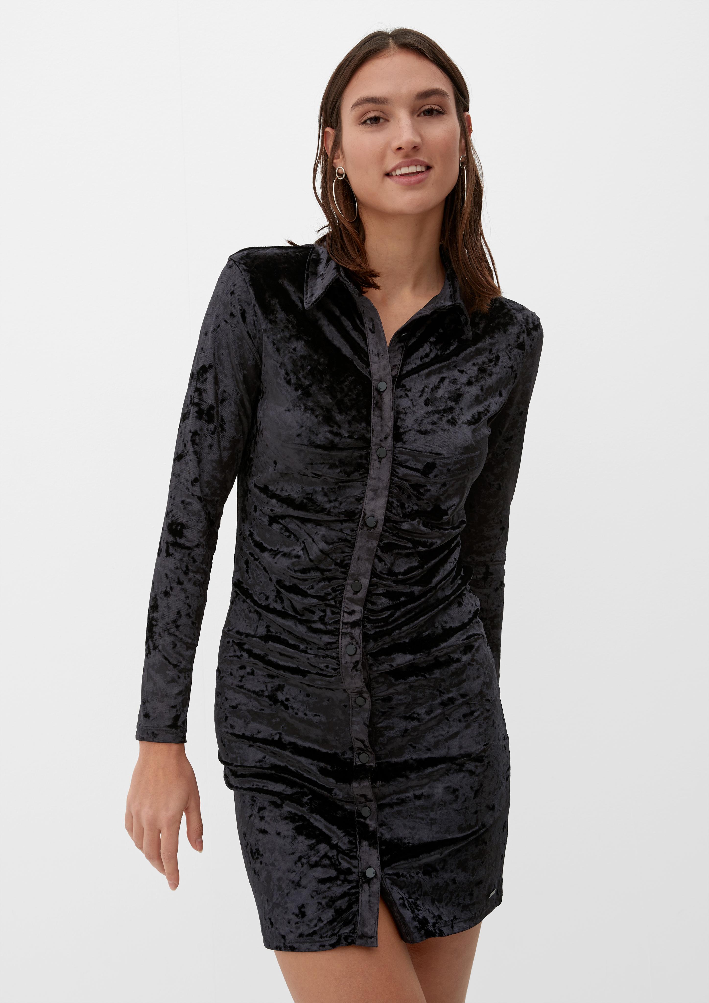 Samtkleid mit Raffdetail  2124285-9999