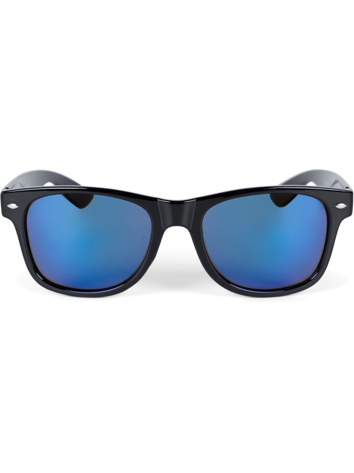 styleBREAKER Nerd Sonnenbrille in Schwarz / Blau verspiegelt günstig kaufen onesize