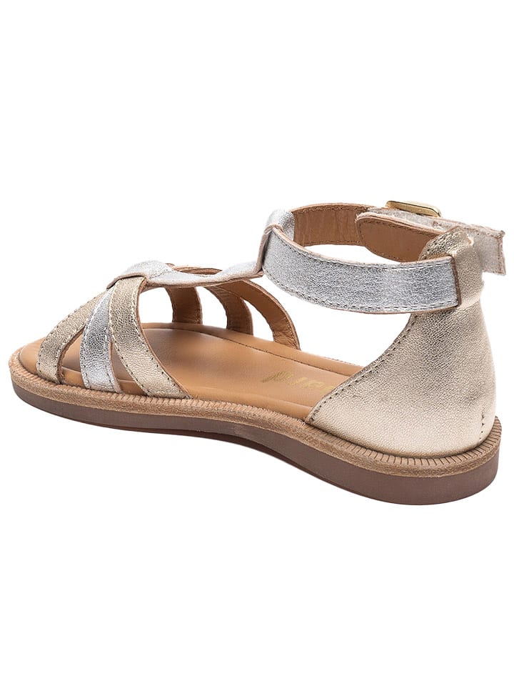 bisgaard Leder-Sandalen in Silber/ Gold günstig kaufen