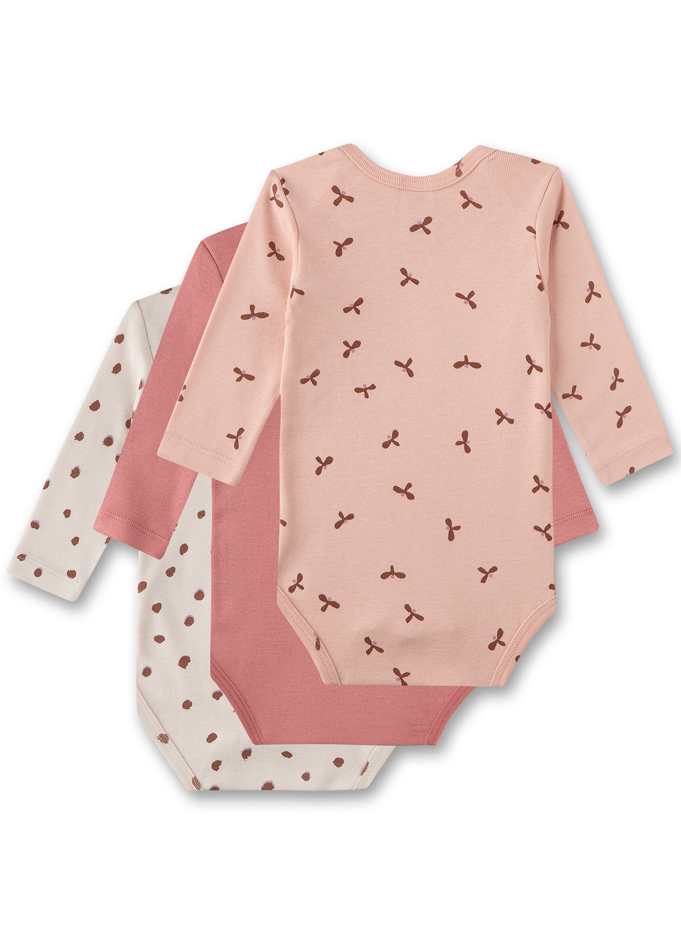 Baby-Body langarm (Dreierpack)Beige
