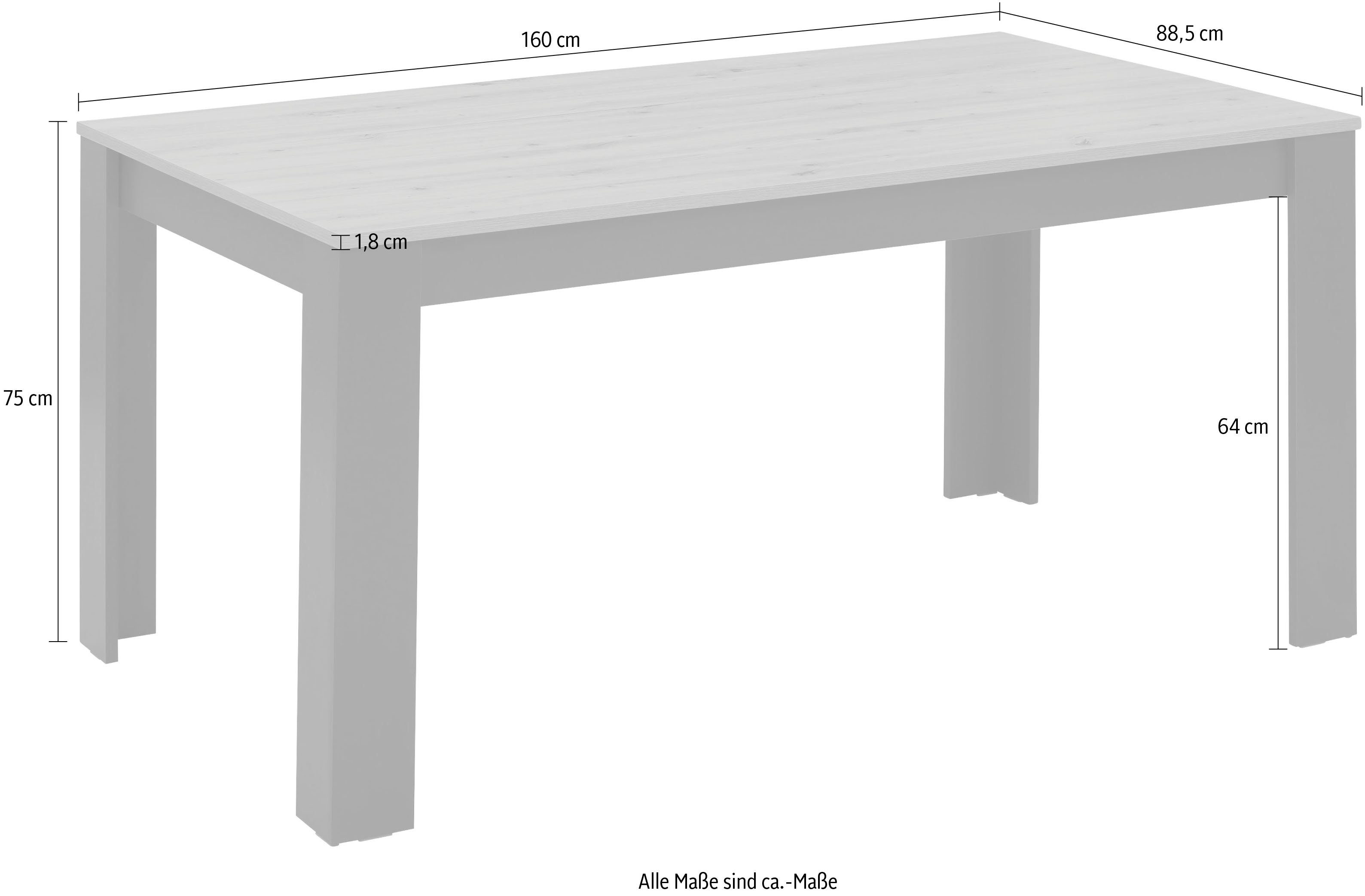 Home affaire Esstisch Bergamo, pflegeleichter Esstisch in moderner Optik, Breite 160 cm