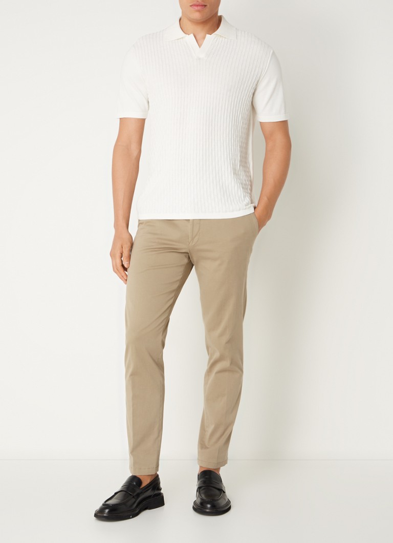 Tricou polo Oscar Jacobson Mike, din tricot fin, texturat, mulat.