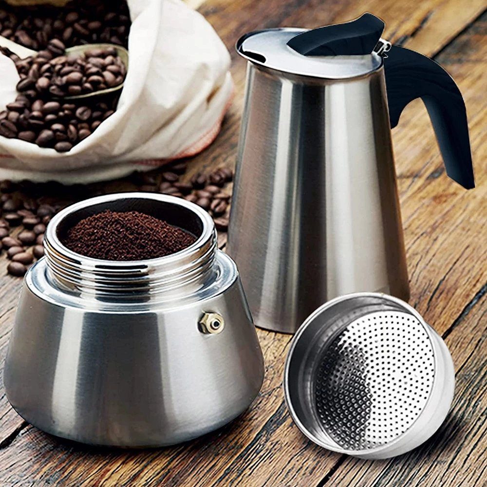 BlingBin Espressokocher Espressokocher Edelstahl 6 9 12 Tassen Espressokanne, 6l Kaffeekanne