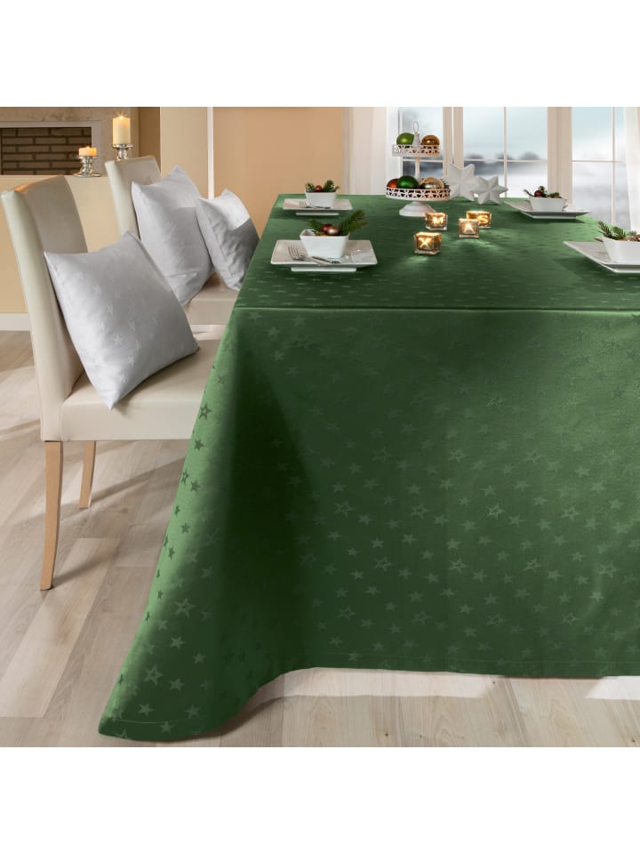 Erwin Müller Jacquard Tischdecke Almeria in dunkelgrün günstig kaufen