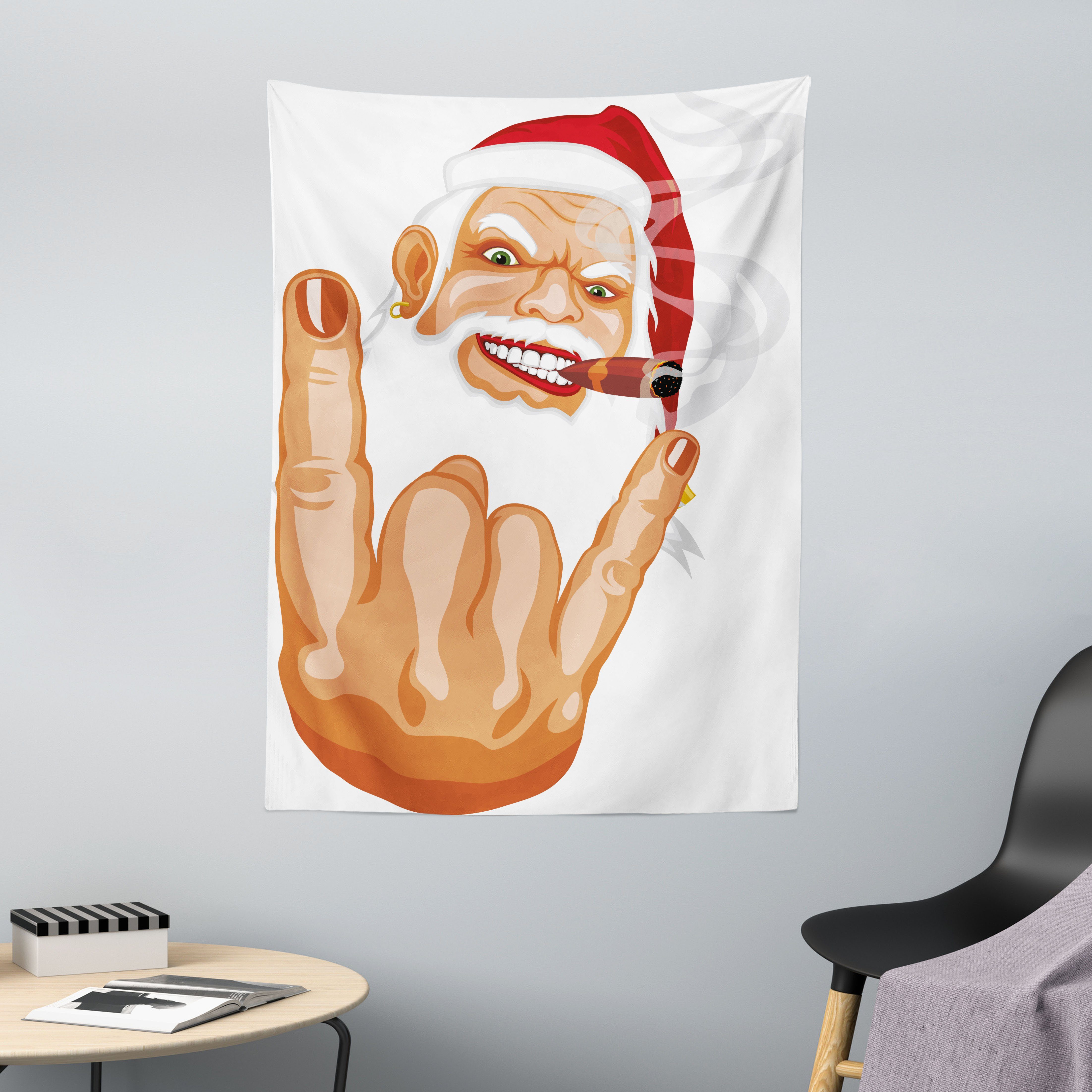 Wandteppich aus Weiches Mikrofaser Stoff Für das Wohn und Schlafzimmer, Abakuhaus, rechteckig, Weihnachten Rocker Weihnachtsmann