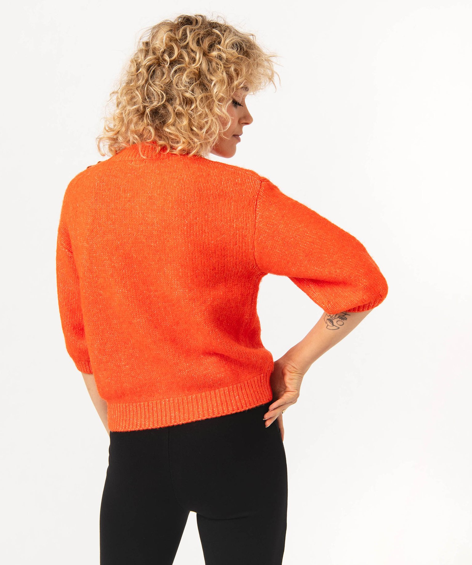 Pull à manches courtes en grosse maille femme rouge | GEMO