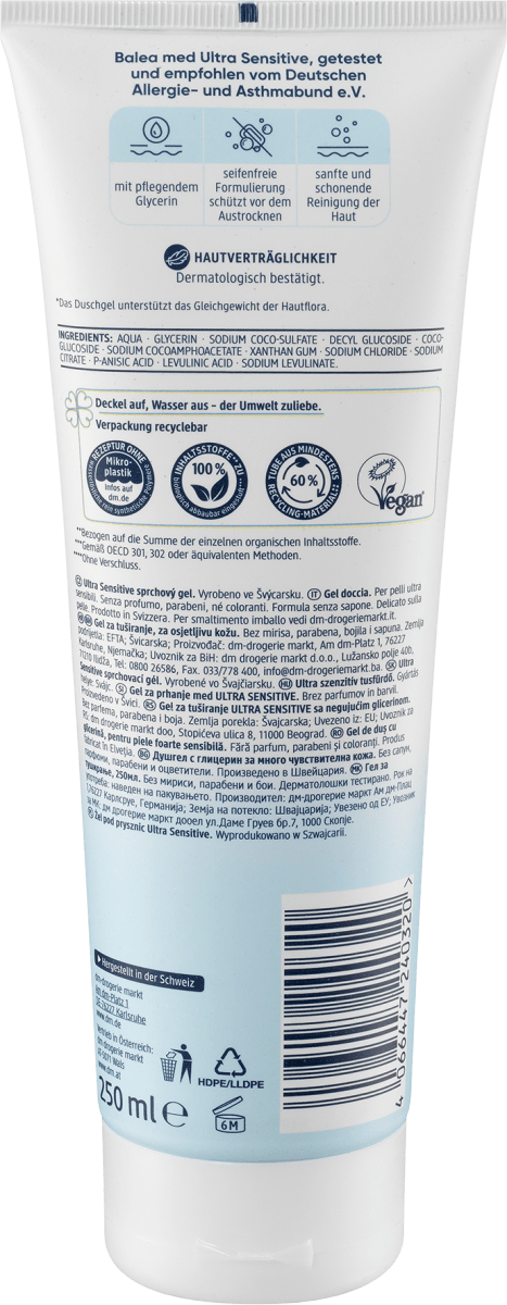 Duschgel Ultra Sensitive, 250 ml