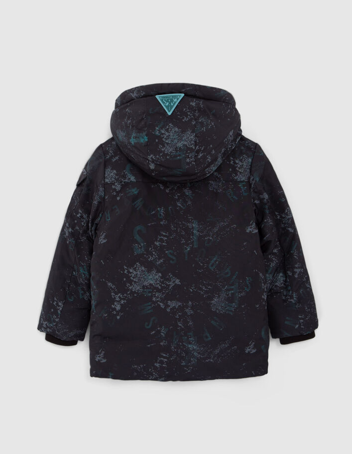 Parka noire à imprimé graphique garçon
