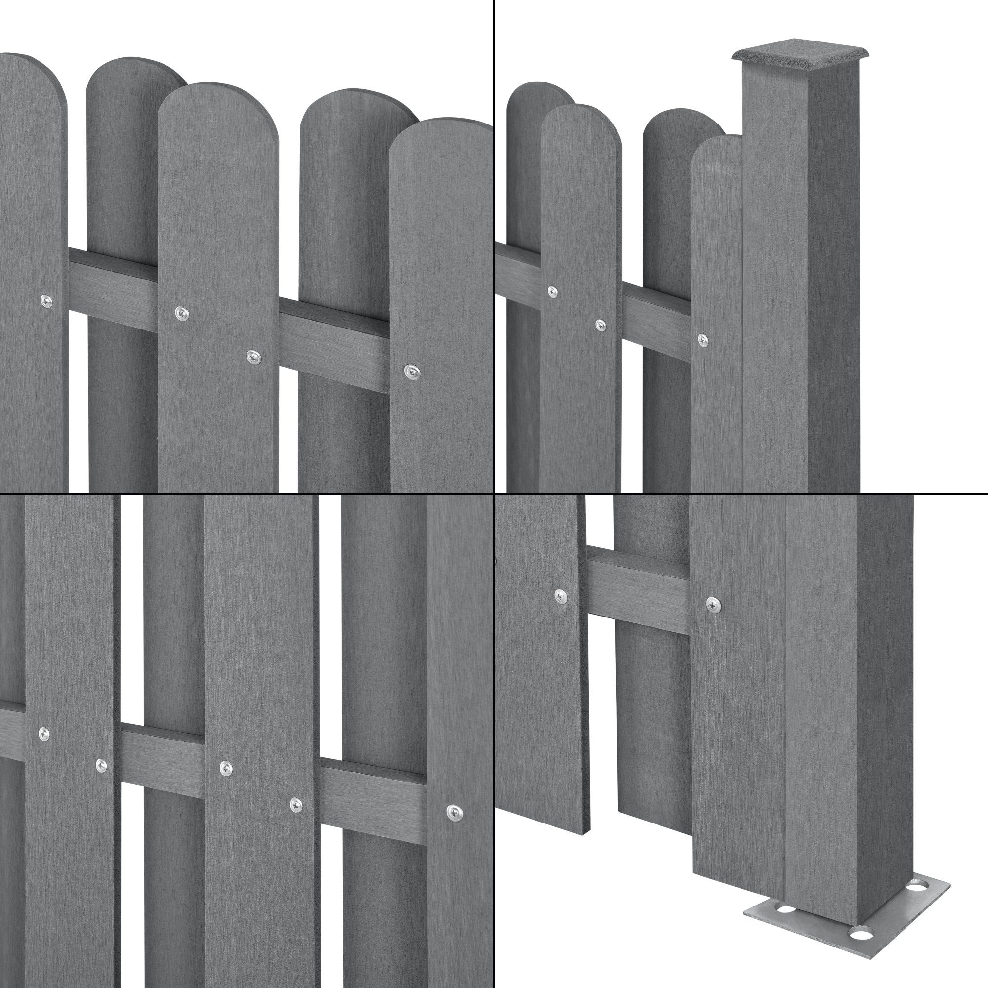 neu.holz Gartenzaun, (mit Pfosten), Langreo Lamellenzaun WPC Sichtschutz 185x376cm Grau