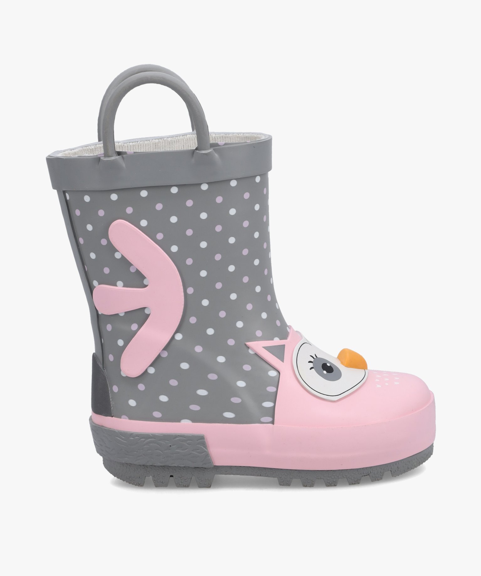 Bottes de pluie bébé fille à anses motif chouette en relief gris | GEMO