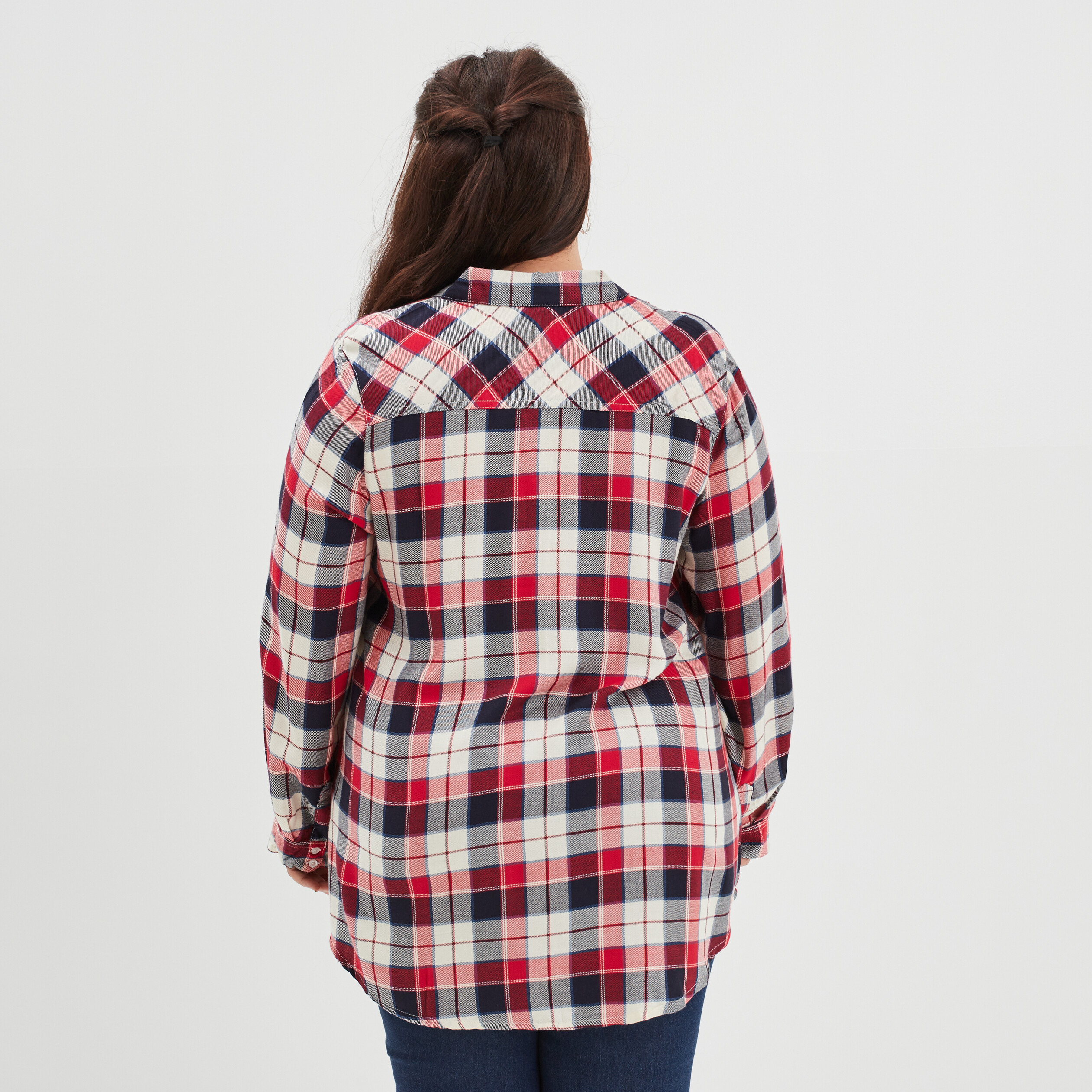 Chemise manches longues fluide rouge femme grande taille | La Halle