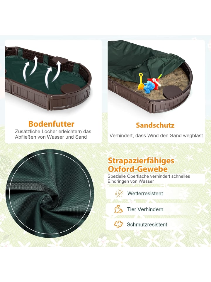 COSTWAY Sandkasten 183x105x21cm in Braun günstig kaufen onesize