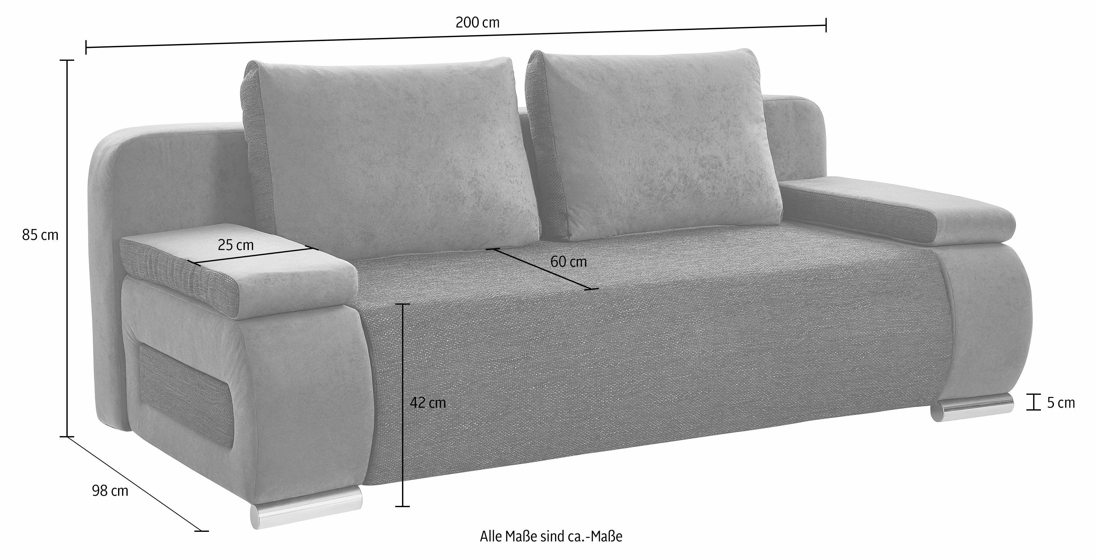COLLECTION AB Schlafsofa Moritz, Bettfunktion,Bettkasten,Komfortablem Bonnelfederkern,Rückenkissen