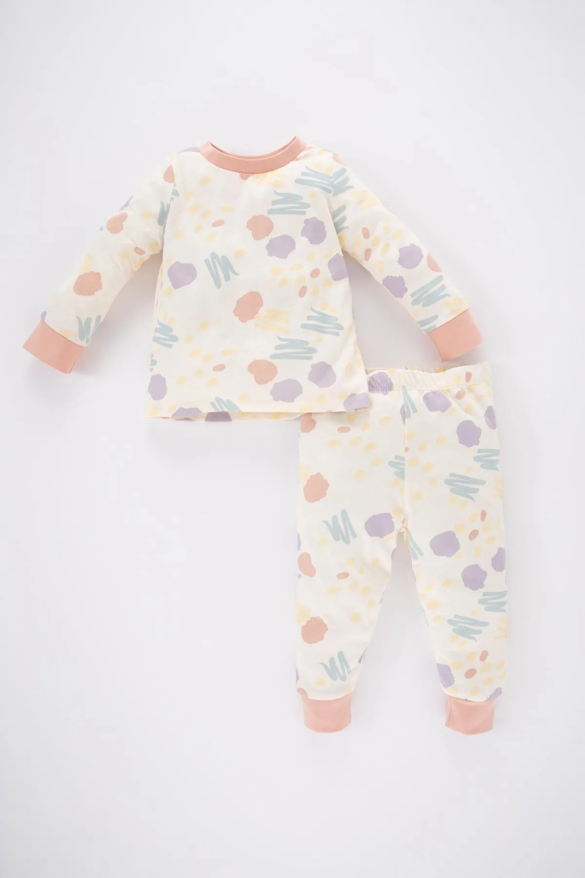 DeFacto  Langarm-Pyjama-Set aus gemusterter gekämmter Baumwolle für Babys