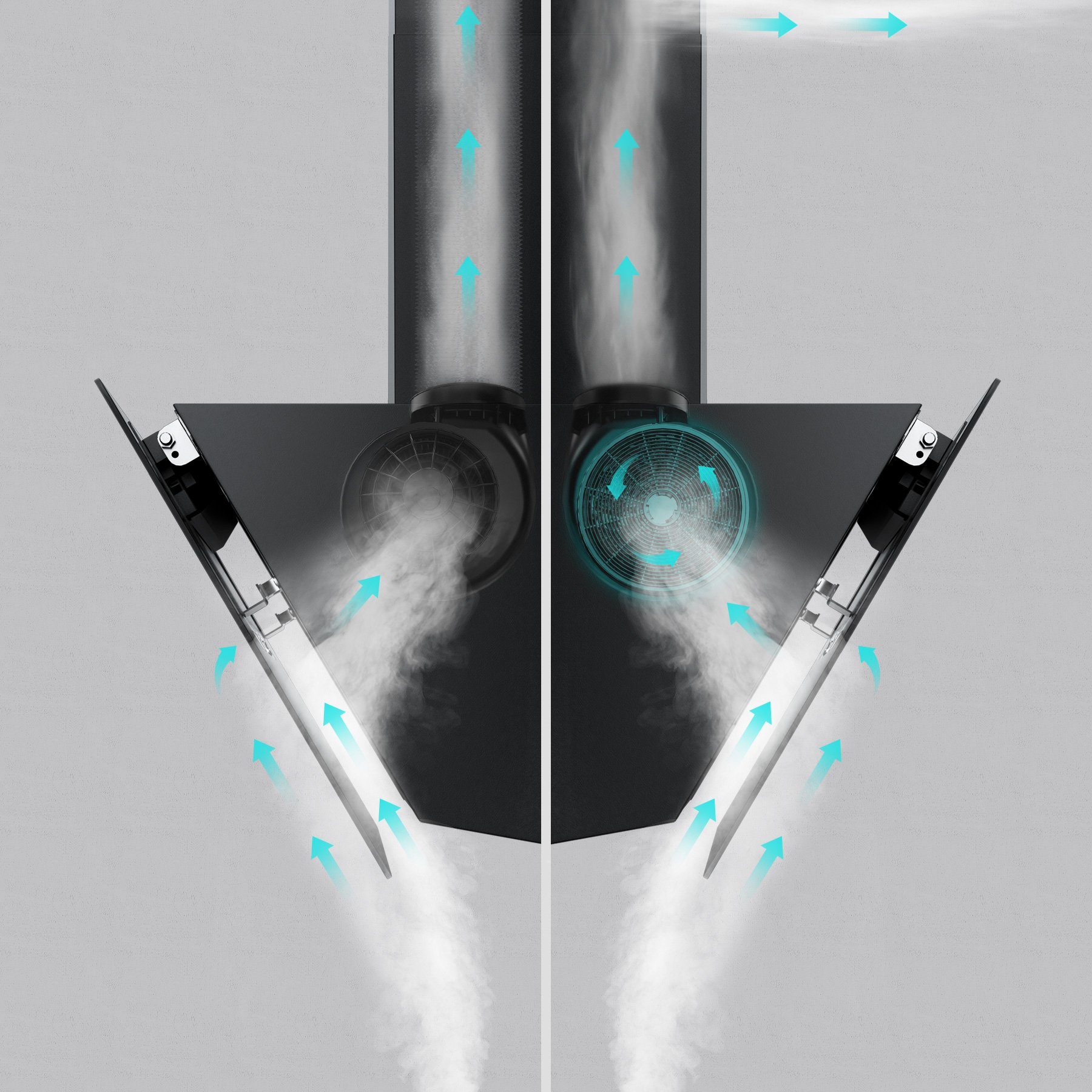 CIARRA Kopffreihaube VM6736FB, A+++ 650m³/h Dunstabzugshaube 60cm WIFI + APP & Touch Control Booster