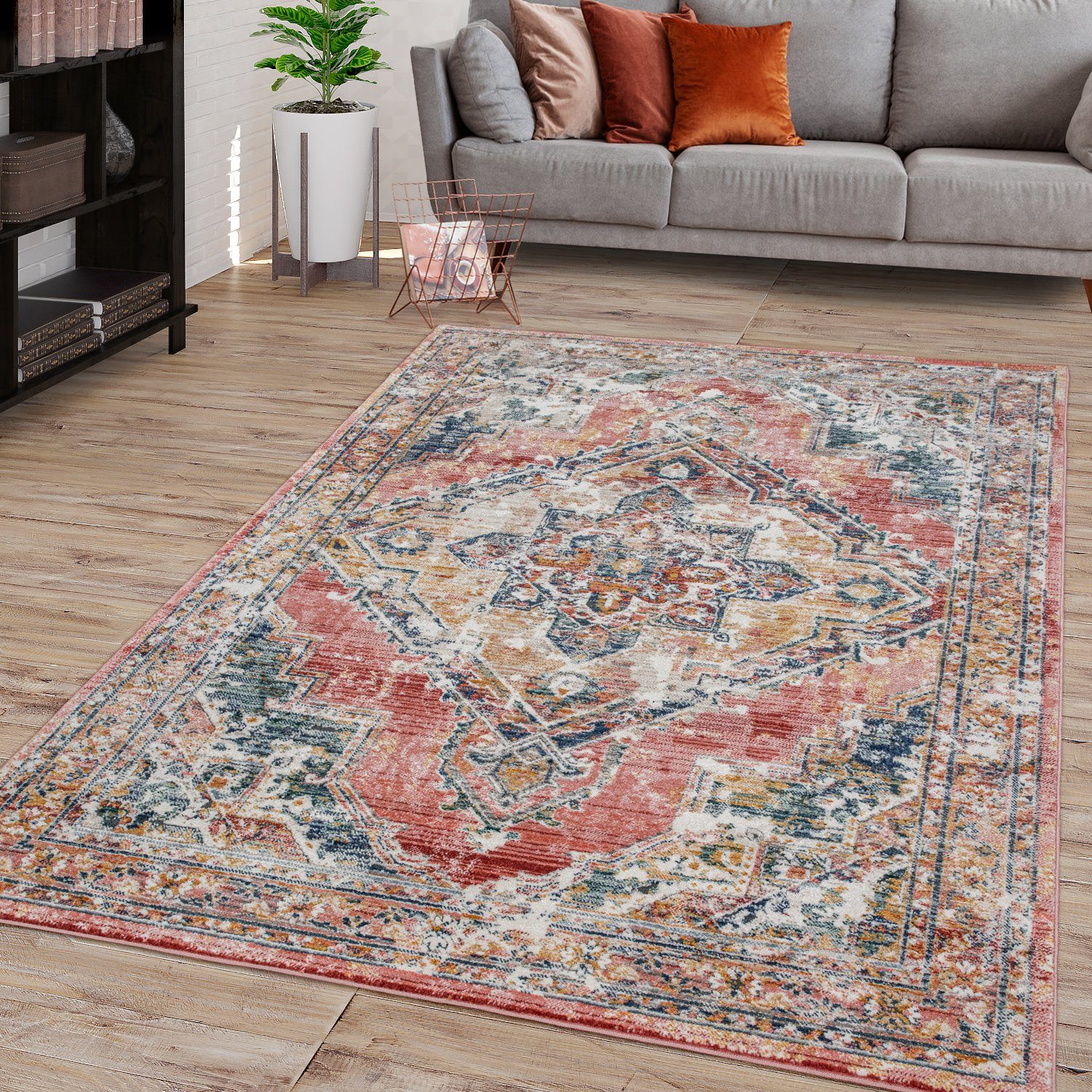 Teppich Wohnzimmer Teppich Kurzflor Pastell Marokkanisches Modern, TT Home, rechteckig, Höhe: 12 mm