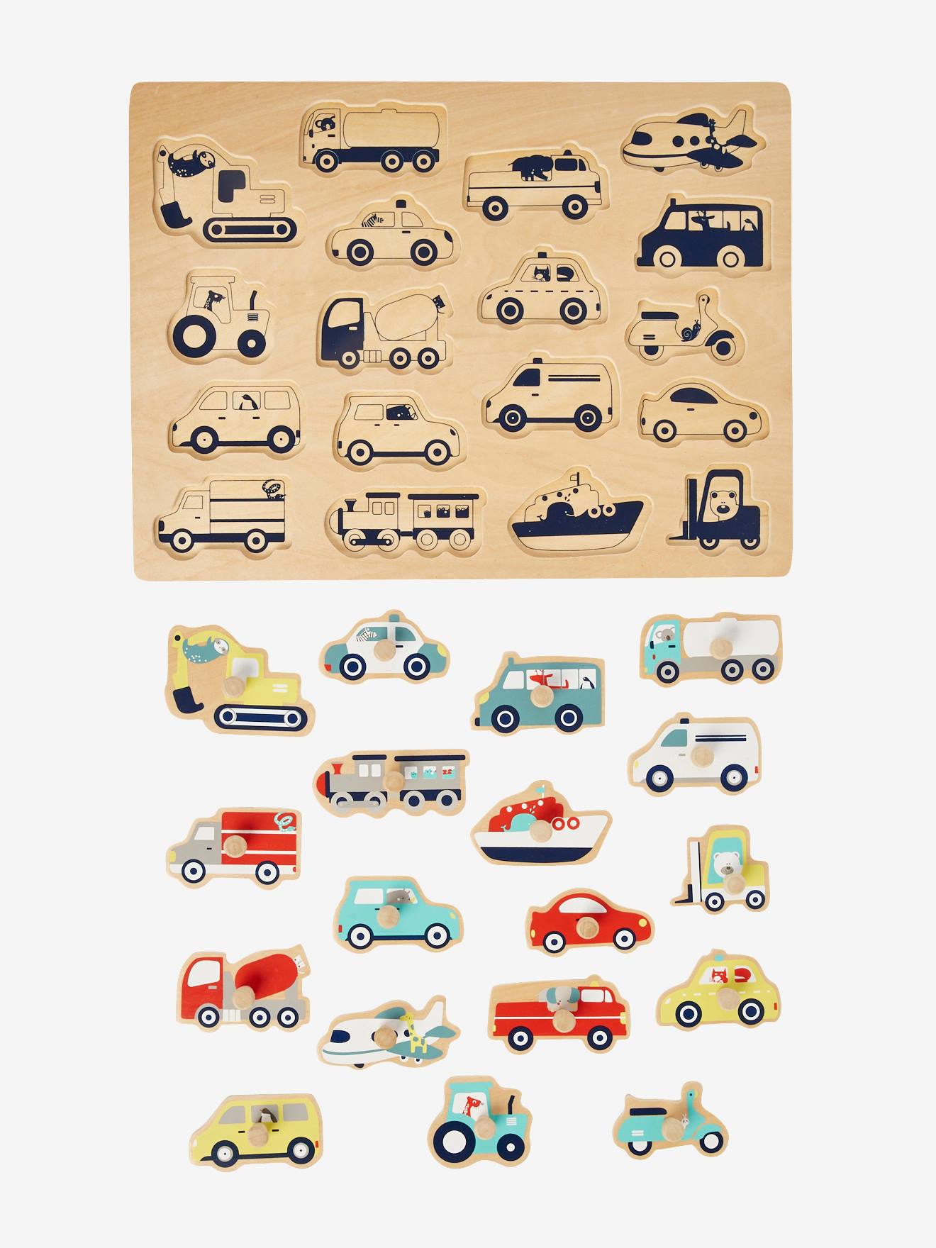 Vertbaudet Baby Auto-Steckpuzzle, Holz FSC - mehrfarbig