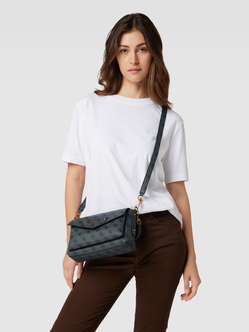 Schultertasche mit Allover-Logo Modell 'BRENTON' in schwarz