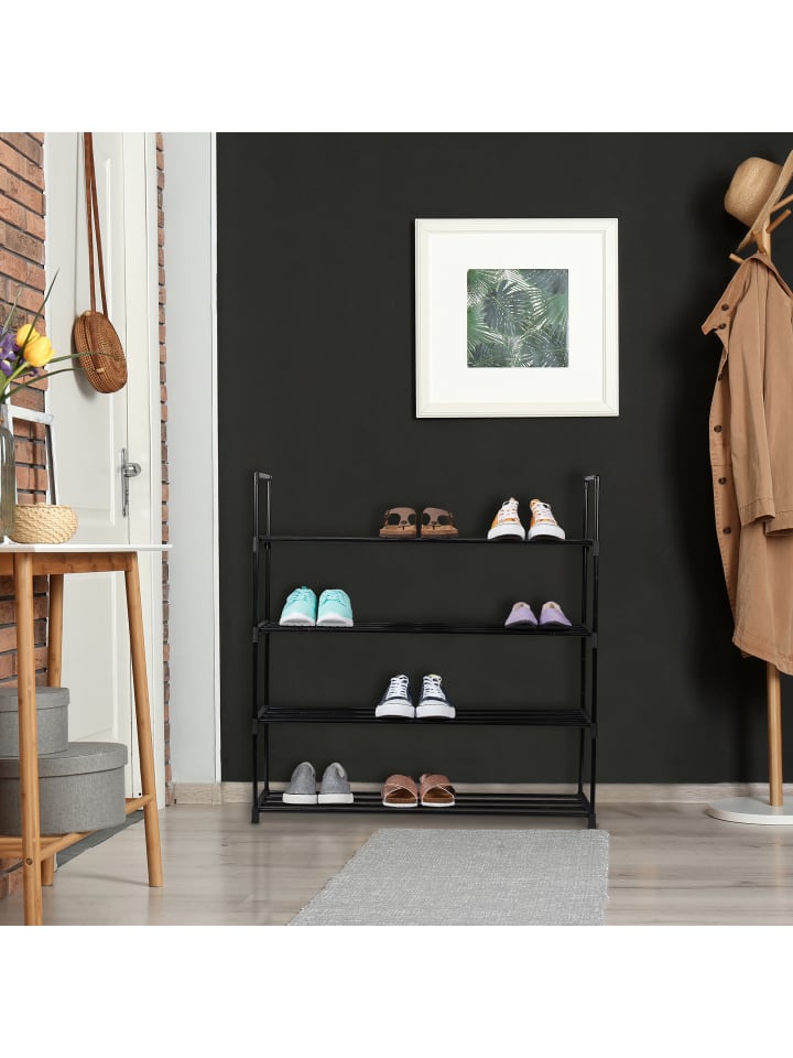 relaxdays Schuhregal in Schwarz - (B)90,5 x (H)91,5 x (T)30,5 cm günstig kaufen onesize
