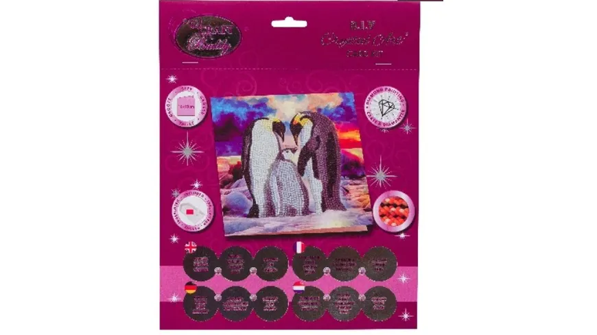 Craft Buddy - Crystal Art Diamond Painting Card Kit Pinguin Familie 18x18cm