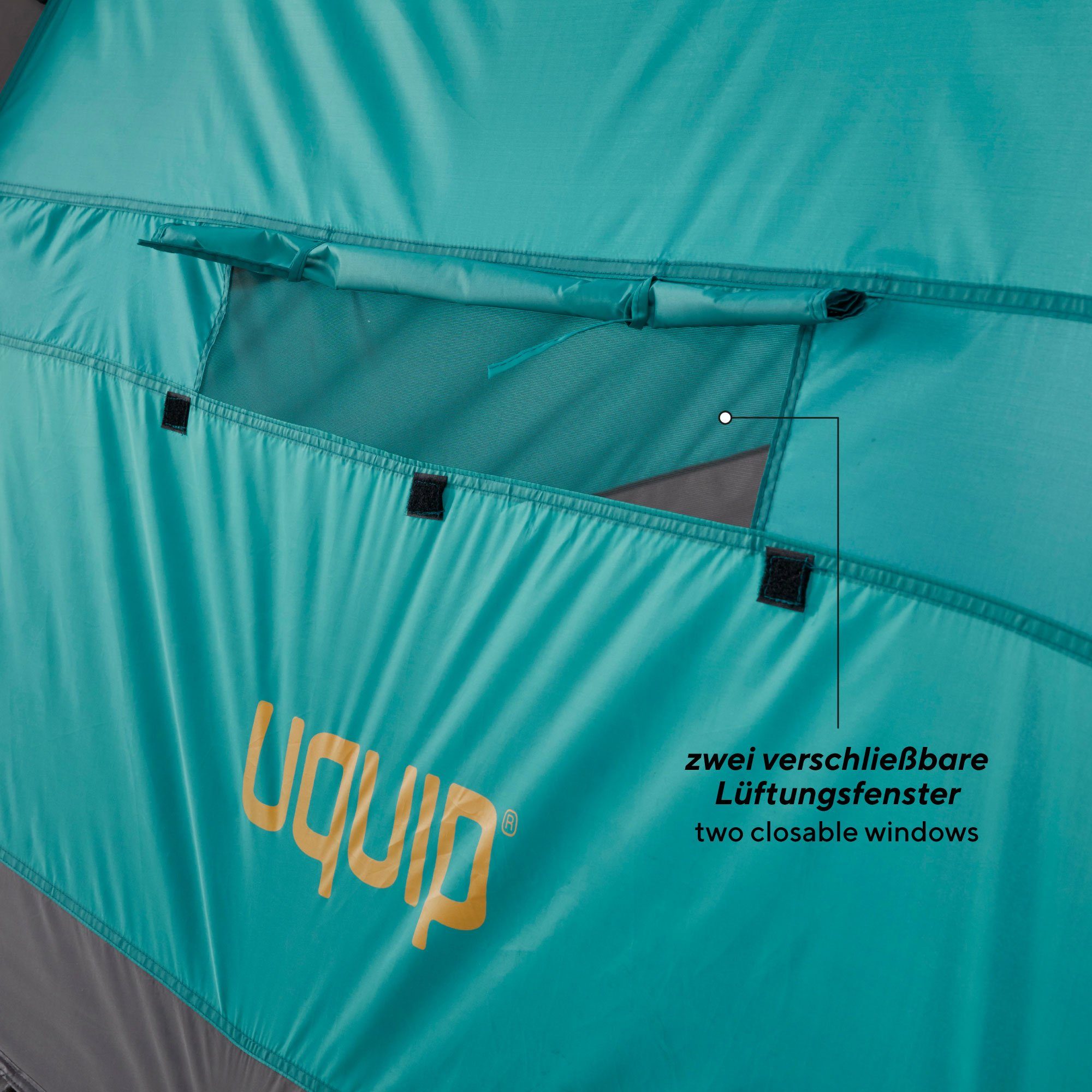 UQUIP Strandmuschel Buzzy Strandzelt XL mit UV Schutz 50+ Sonnenschutz, Windschutz, Blau, Personen: 3, einfaches Aufspannen durch Pop-Up System