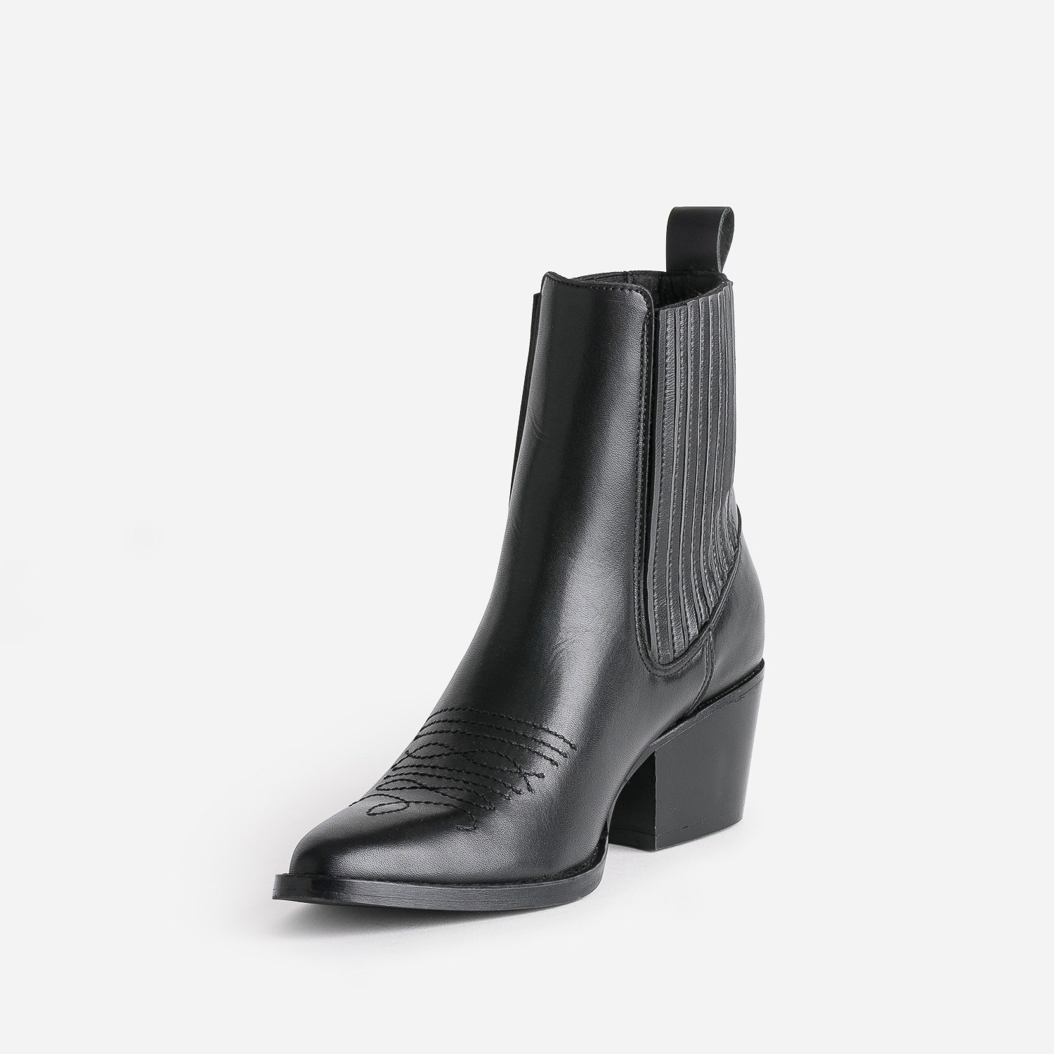 Chelsea boots santiag noir éco-conçu en cuir